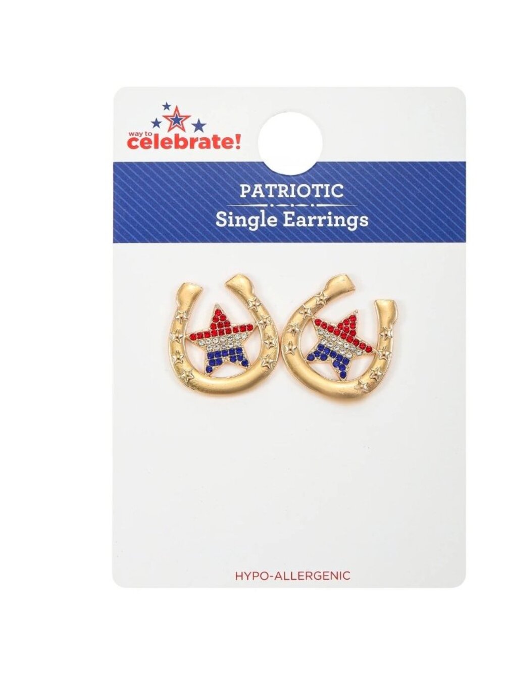 Way to Celebrate Americana Horse Shoe Star Earrings - 1 Pair - NWT